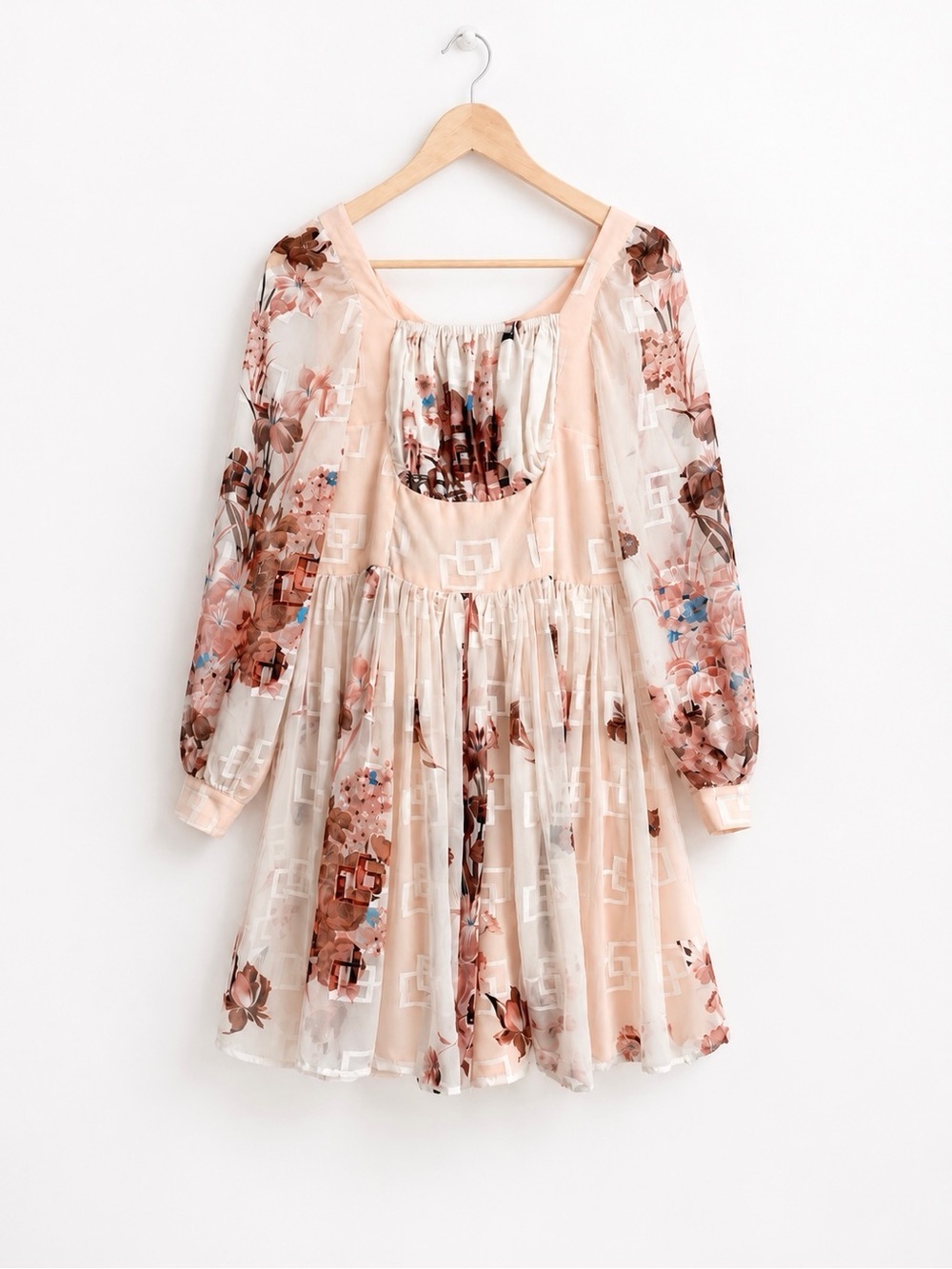 Vintage Handmade Floral Mini Dress - Fairycore Coquette Babydoll - XS